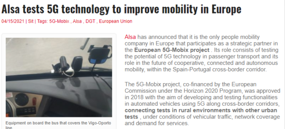 Alsa tests 5G technology to improve mobility in Europe
